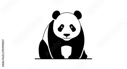 Delightful minimalist black and white panda illustration, a charming and friendly giant panda graphic design element perfect for a wide range of creative projects and branding