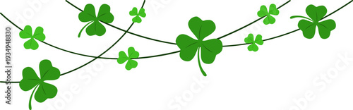 Green shamrock garland decoration corner for st patrick day. Vector isolated