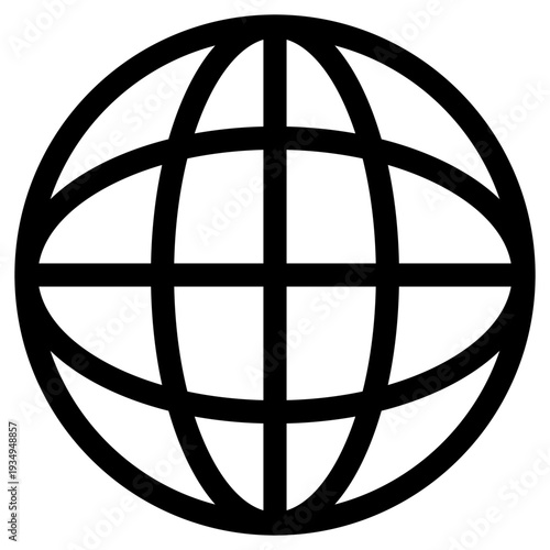Global Network Icon - Minimalist World Grid Sphere Illustration vector eps