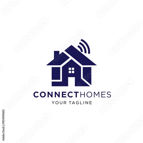 House Icon with Wifi Signal Logo.