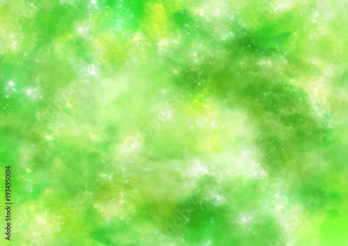 黄緑のキラキラした美しい宇宙空間