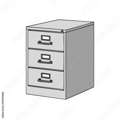 Three Drawer Filing Cabinet Illustration