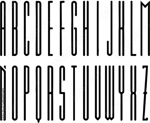 Ultra Condensed Tall Alphabet Slim Vertical Line Art Modern Font