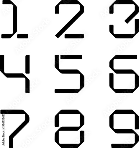 Digital Clock Segment Numbers Set Electronic Calculator Display Vector