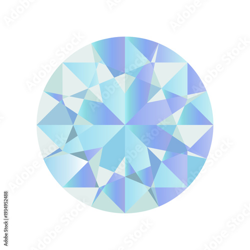 ラウンドブリリアントカットのダイヤモンドのイラスト　挿絵　ベクター素材