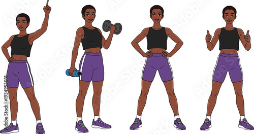 Athletic woman lifting dumbbells, fitness and strength training concept illustration isolated on white background design