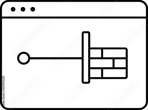 Web Firewall Security Line Art Illustration, Minimalist Icon for Browser Protection, Data Safeguard, Internet Privacy, Cyber Security Barrier