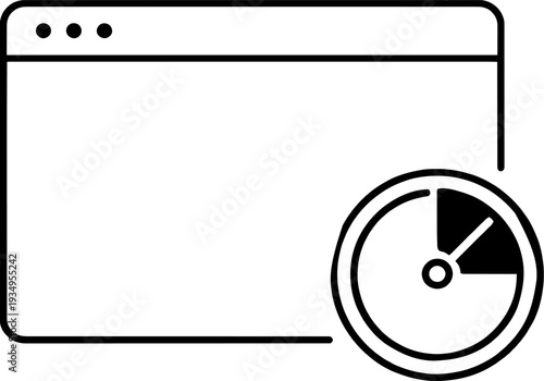 Website Loading Time Minimal Line Art Illustration - Browser Performance and Speed Optimization Minimalist Icon