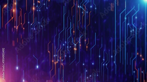 Tech futuristic digital abstract animation background. visualizing digital impact when computer working. Concept of digital communication, cloud computing.