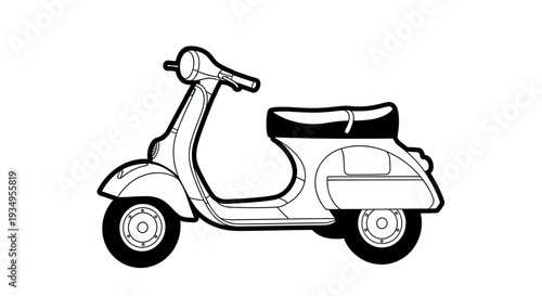 Retro Scooter Outline Illustration