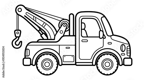 Tow Truck Outline Illustration