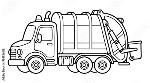 Garbage Truck Outline Illustration