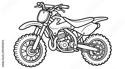 Line art motocross motorcycle illustration