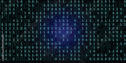 abstract binary code digital technology background blue matrix data stream cyber network programming concept big data flow artificial intelligence computing security futuristic technology backdrop