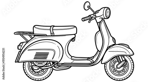 Retro Scooter Line Art