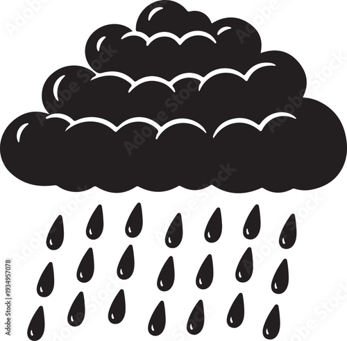 Rainy Weather Cloud with Raindrops Illustration Vector Graphic