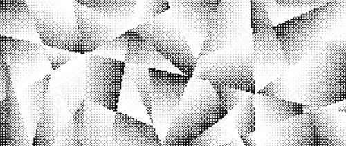 Halftone gradient polygon texture. Rough pixel triangle pattern background. Grunge dotted polygon surface overlay. Geometric gradated polygonal wallpaper overlay. Vector mosaic triangular style cover