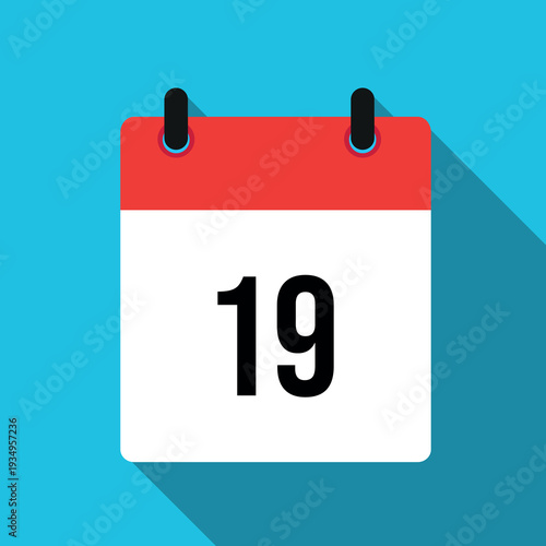 Calendar page with number 19 on blue background date