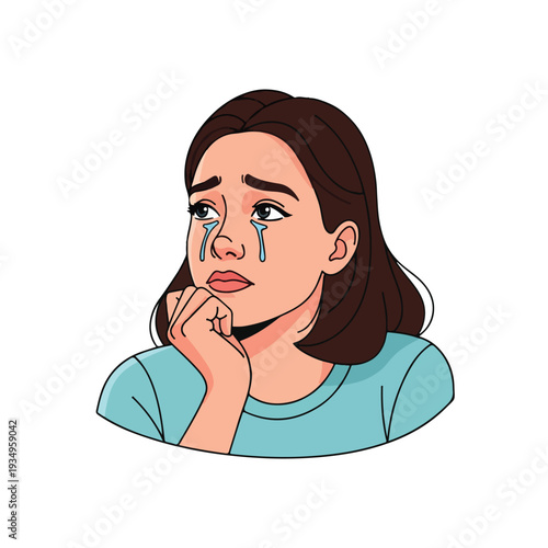 A cartoon woman crying