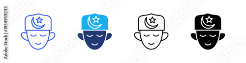 Muslim Multiple Style Icon Set Vector 