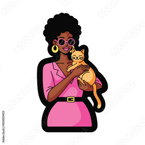 Woman holding orange cat