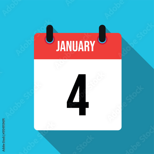 January 4 calendar page date number 4