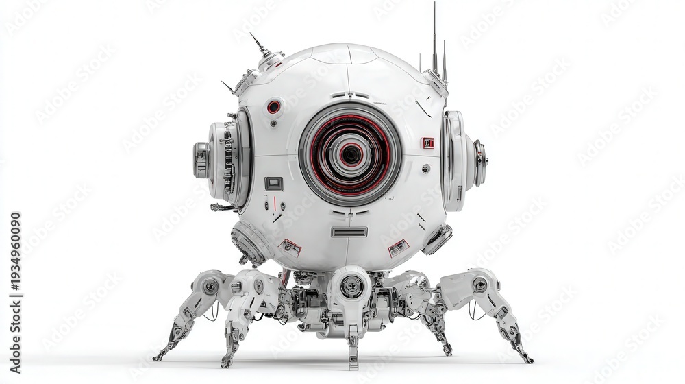 Naklejka premium futuristic AI robot core without humanoid form isolated on white background