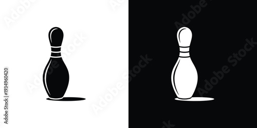 Black and white bowling pin on split background silhouette