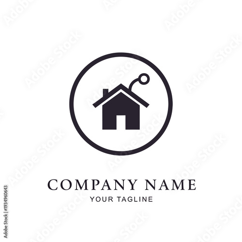 House Icon with Key Logo Design.