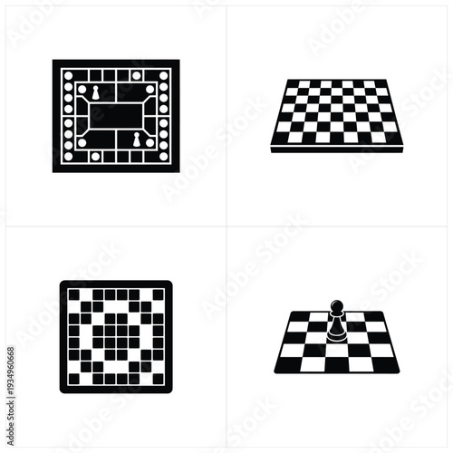 Black and white chessboards with pawns and circuit board