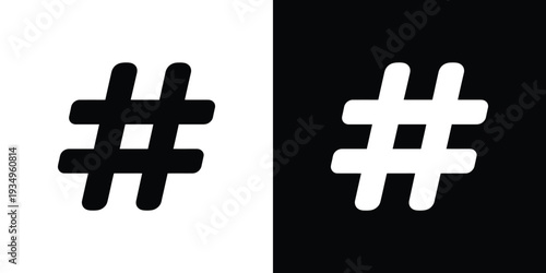 Black and white hashtag symbols on split background 1