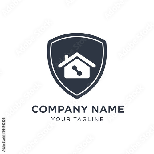 House Security Shield Logo Design Template.