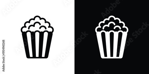 Black and white popcorn bucket symbol
