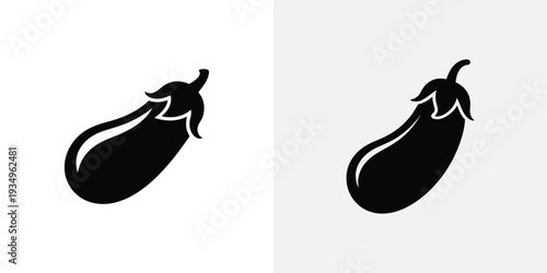 Black silhouette of two eggplants on white background 1