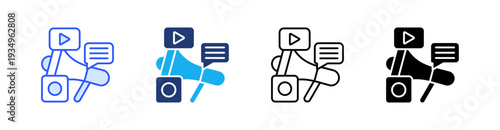 Social Ads Multiple Style Icon Set Vector 