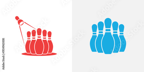 Bowling pins and ball blue