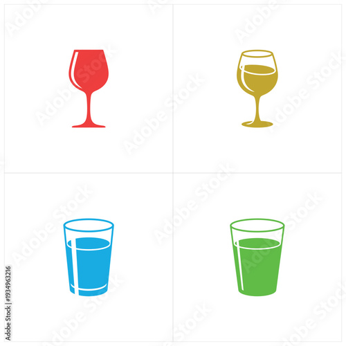 Colored glasses with liquids wine glasses tumblers