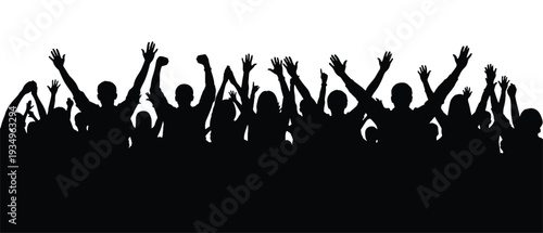 Excited audience silhouettes isolated on a white background, stock illustration.