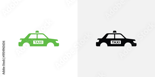 Green and black taxi car side by side vehicle