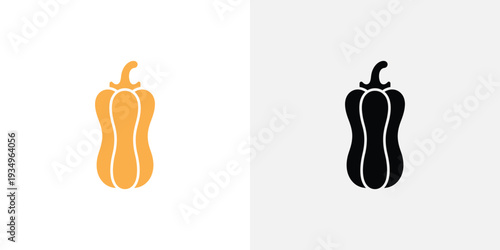 Orange and black bell pepper vegetable white background