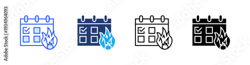 Deadline Multiple Style Icon Set Vector 