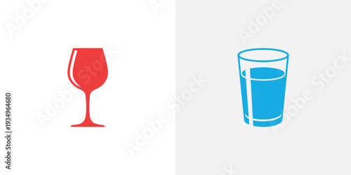 Red glass and blue tumbler wine glass red wine glass