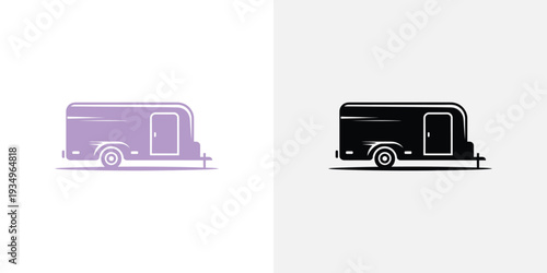 Side view of purple and black trailer vehicle transportation