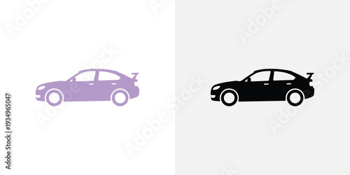 Two cars side by side in purple and black vehicles