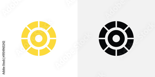 Yellow and black circular symbols with white outlines