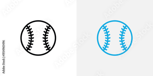 Baseballs in black and blue on white background sports