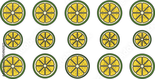 Grid Of Lemon Slices Arranged In Even Pattern