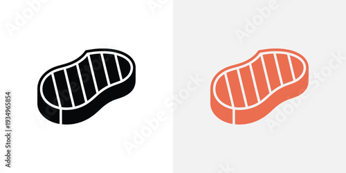 Black and orange steak with white lines meat