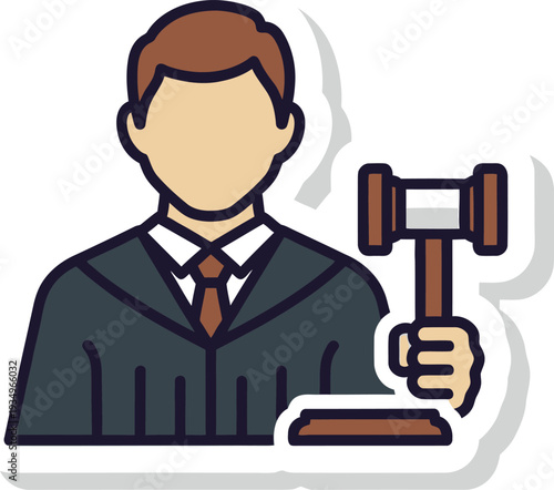 Court Judge Holding Gavel In Formal Attire
