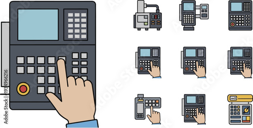Close Up Of Hand Pressing Industrial Machine Keypad Interface